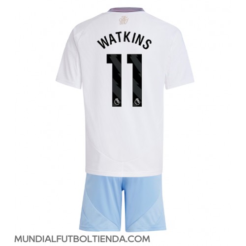 Camiseta Aston Villa Ollie Watkins #11 Segunda Equipación Replica 2024-25 para niños mangas cortas (+ Pantalones cortos)